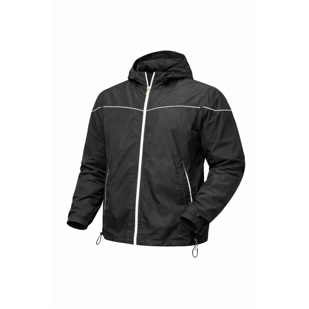 New Balance Men's Black Hooded Full Zip Jacket XL Windbreaker Reflective Trim